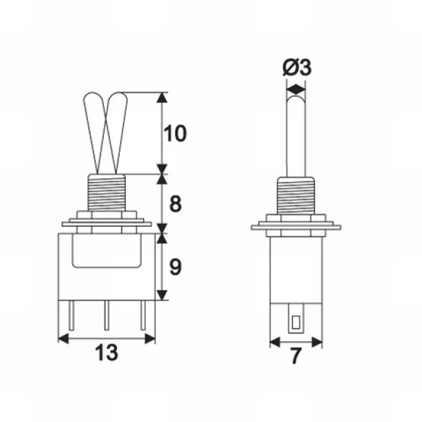 Intrerupatoare cu brat1 circuit3A-250VON-ON