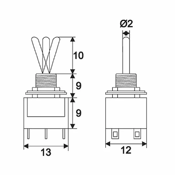 Intrerupatoare cu brat2 circuit3A-250VON-OFF-ON