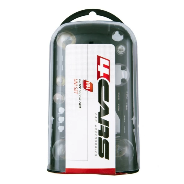 Kit becuri si sigurante 11buc, 12V - halogen H4 P43 4Cars