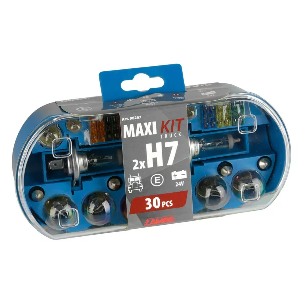 Kit becuri si sigurante 30buc, 24V - halogen 2xH7