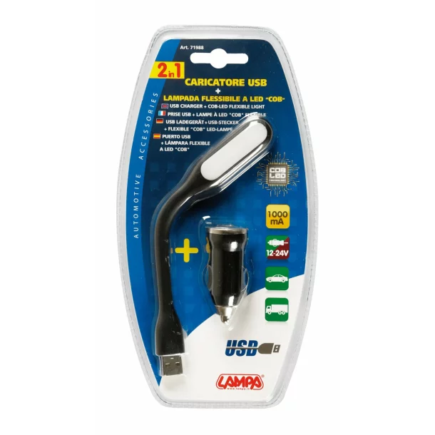 Lampa citit flexibila COB-LED si priza USB 12/24V