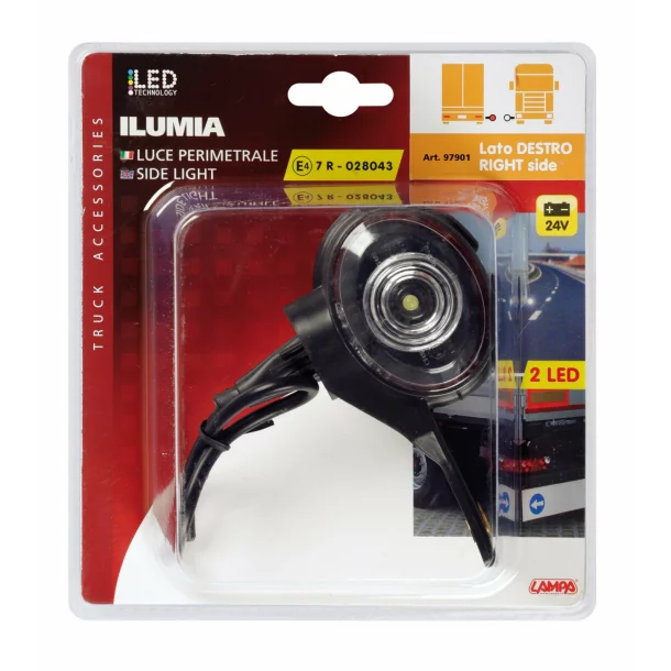 Lampa gabarit camion Ilumia cu 2 LED-uri 24V - Alb/Rosu - Dreapta