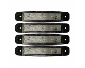 6 LED-es helyzetjelző lámpa 12/24V készlet 4db - Fehér