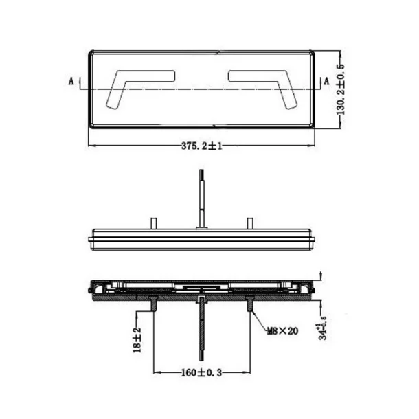 102LED-es hátsó féklámpa kábellel 12/24V KMR1 375,2x130,2mm - Jobb