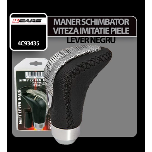 Maner schimbator viteza imitatie piele Lever negru 4Cars