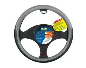 Club, TPE steering wheel cover - M - Ø 37/39 cm - Black/Grey