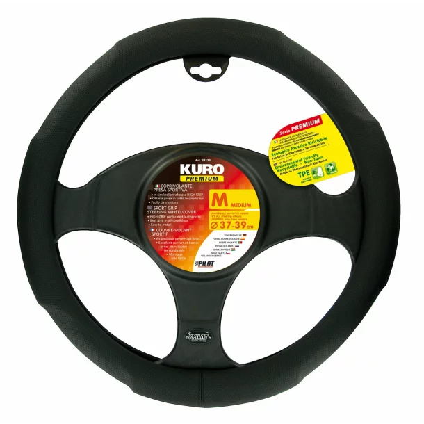 Kuro, TPE steering wheel cover - M - Ø 37/39 cm - Black