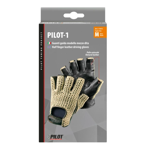 Pilot-1 half finger driving gloves - M - Black - Resealed