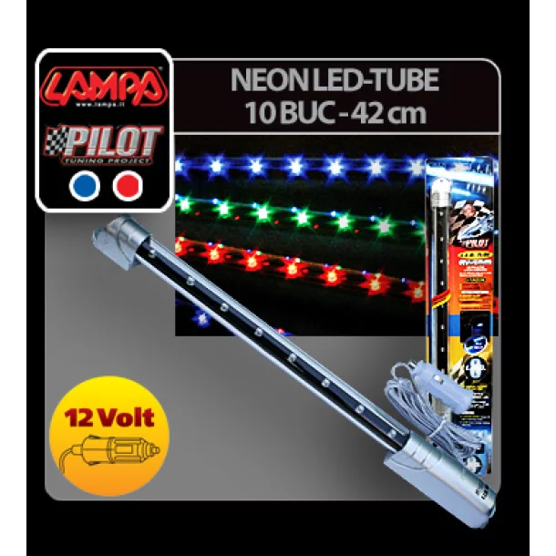 Neon Led-Tube 10 leduri - 42cm 12V - Rosu