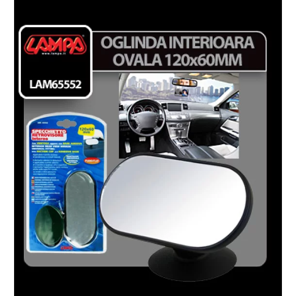 Oglinda interioara ovala cu ventuza 120x60mm