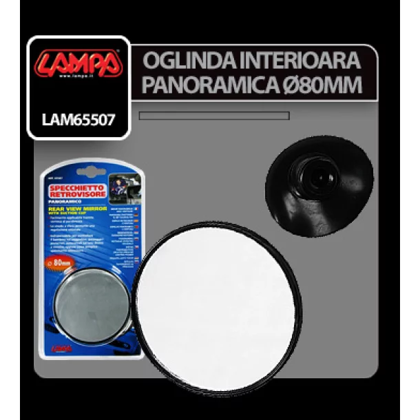 Oglinda interioara panoramica rotunda cu ventuza Ø 80mm