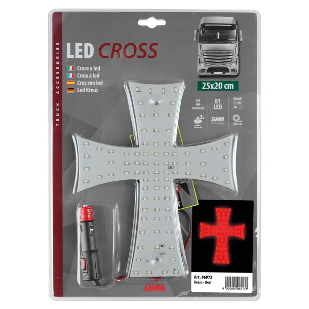 Ornament interior cu LED-uri New Series 24V - Cruce - Rosu