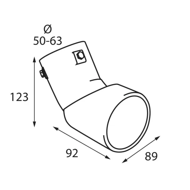 Ornament toba esapament curbat TS-45, din otel inoxidabil lustruit, racordare Ø50-63mm