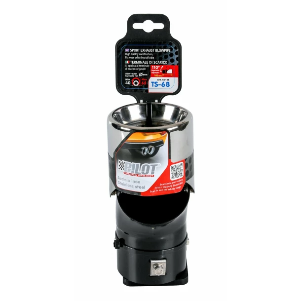 Ornament toba esapament curbat TS-64, din otel inoxidabil lustruit, sunet sport, racordare Ø30-45mm - Resigilat