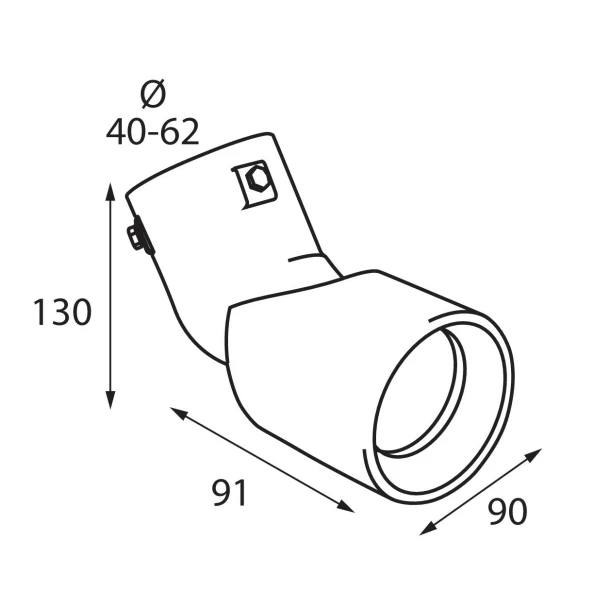 Ornament toba esapament curbat TS-64, din otel inoxidabil lustruit, sunet sport, racordare Ø30-45mm - Resigilat