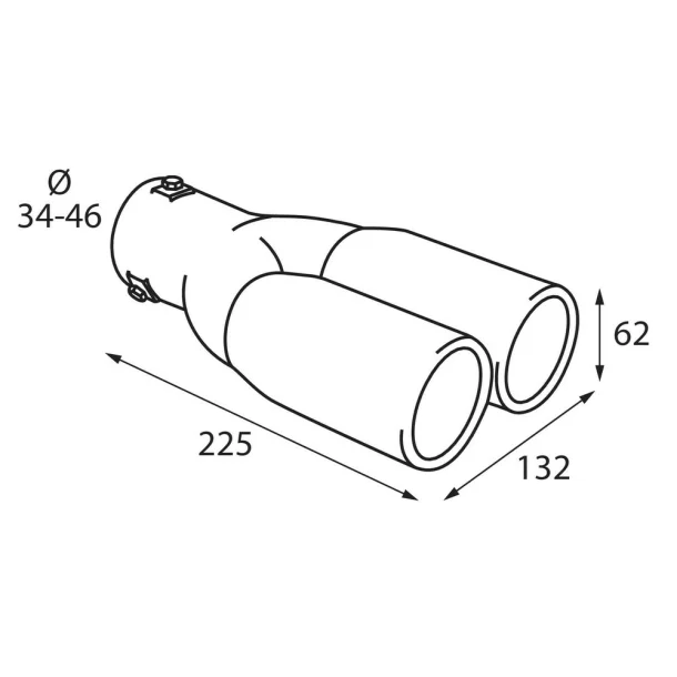 TS-26 Kipufugóvég dísz dupla, polírozott rozsdamentes acél, sporthangzás, csatlakozás Ø34-46mm