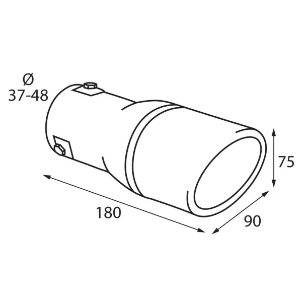 TS-25 Kipufugóvég dísz, polírozott rozsdamentes acél, csatlakozás Ø37-48mm