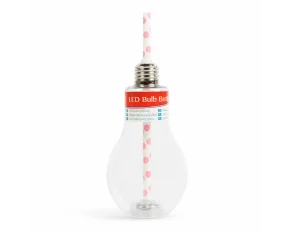 Illuminated LED party glass - light bulb, transparent - 400 ml