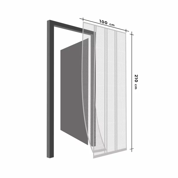 Perdea pt. usa din plasa anti-tantari, 4 benzi, max. 100 x 220 cm, alb