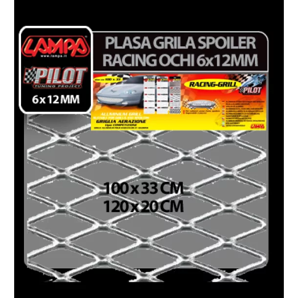 Plasa grila spoiler Racing Argintiu - Medium 6x12mm - 120x20cm