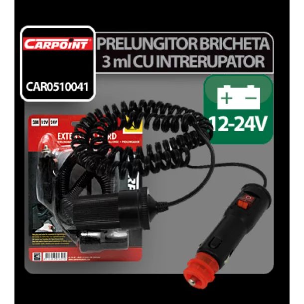 Prelungitor priza bricheta cu 3m cablu 12-24V max 4,5A Carpoint