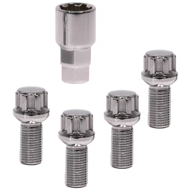 Anti-theft wheel bolts kit 4 pcs spherical - Type D