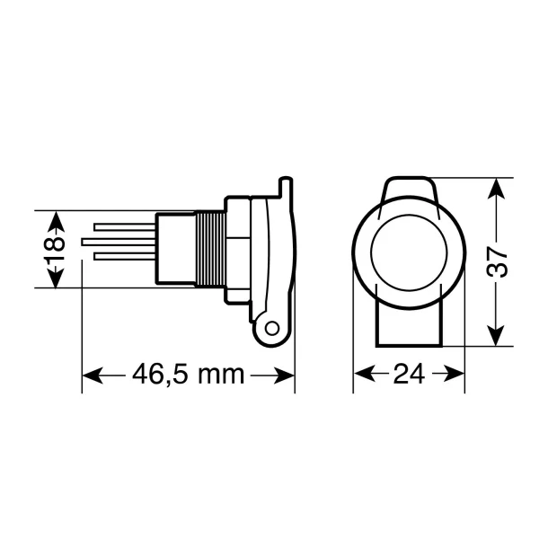 Priza auto incorporabila DIN - 12/24V 16A - Lampa - Resigilat