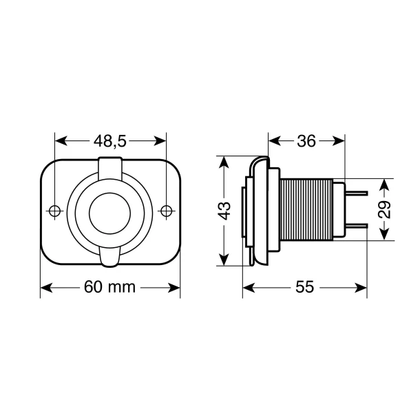 Priza auto incorporabila USB, 12/24V 2100mA, Ext-7 Lampa