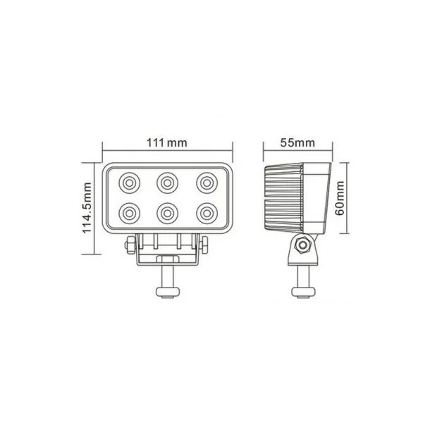 Kamar LED-es projektor fémből négyszögletes 18W 12/24V