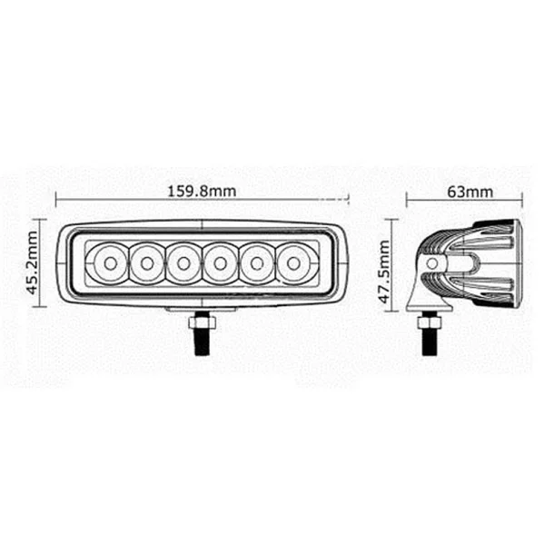 Proiector cu LED din metal dreptunghiular 6x3W 12/24V Kamar