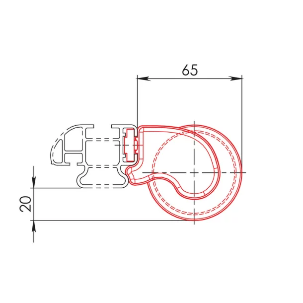 KP-0 Rakomány görgő, Nordrive Kargo-Plus aluminium tetőcsomagtartó rúdra szerelhető - 64 cm