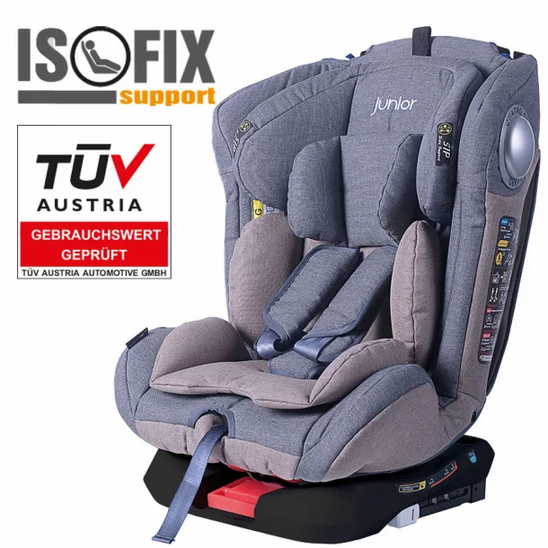 King 411 Gyerek autósülés 2 az 1-ben, Isofix ECE R44/04, 0-36 kg - Szürke/Rózsaszín