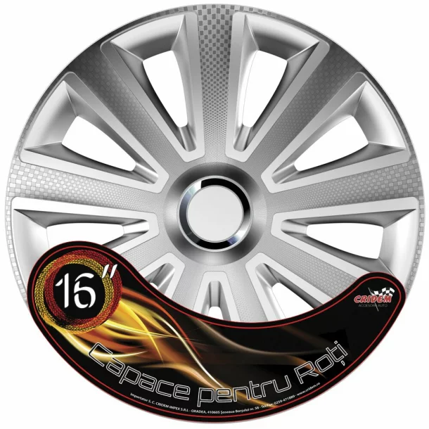 Wheel covers set Cridem Aviator Carbon RC 4pcs - Silver/Chrome - 16&#039;&#039;