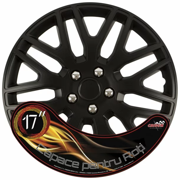 Set capace roti auto Cridem Dakar NC 4buc - Negru/Crom - 17&quot; - Resigilat