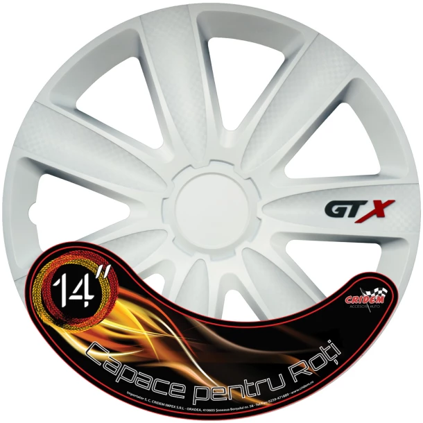Wheel covers set Cricem GTX Carbon 4pcs - White - 14''