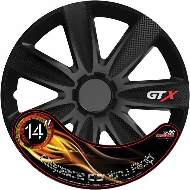 Set capace roti auto Cridem GTX Carbon 4buc - Negru - 14&#039;&#039;