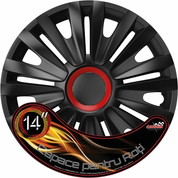 Wheel covers set Cridem Royal RR 4pcs - Black/Red - 14''