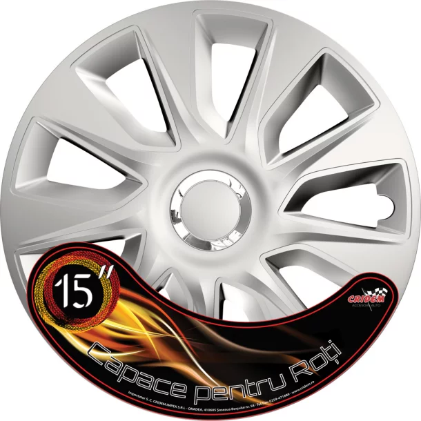Wheel covers set Cridem Stratos RC 4pcs - Silver/Chrome - 15''