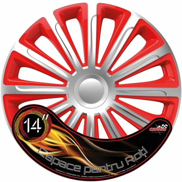 Wheel covers set Cridem Trend 4pcs - Silver/Red - 14&#039;&#039;