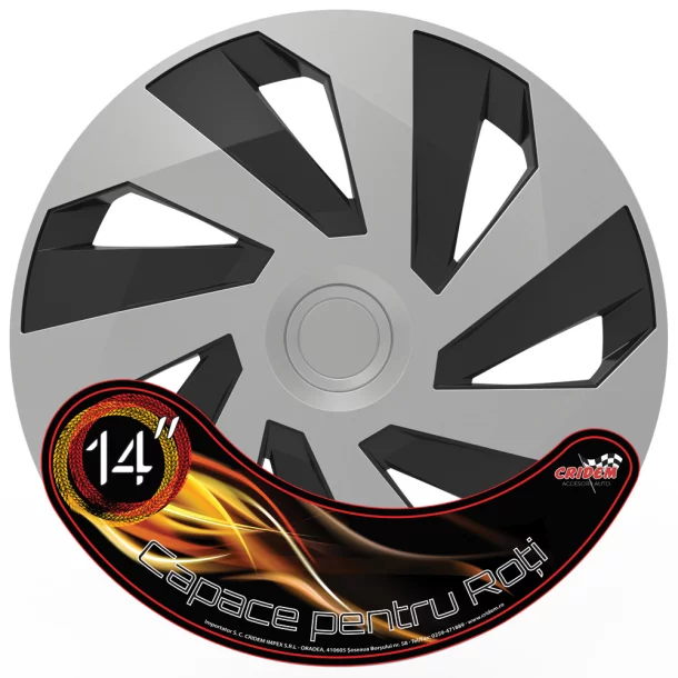 Wheel covers set Cridem Vector 4pcs - Silver/Black - 14&#039;&#039;