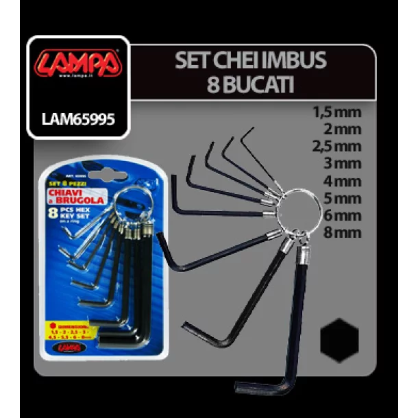 Lampa - 8 darabos imbusz kulcskészlet