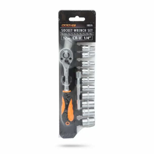 Ratchet wrench set - 1/4&quot; - 12 pcs