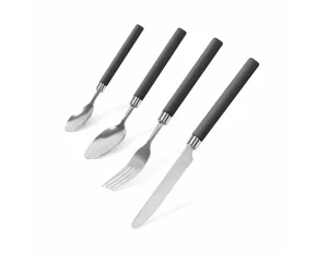 Cutlery set - black - 4 pcs- with plastic handle