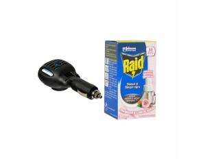 Set of electric device 12/24V and Raid mosquito repellent liquid spare bottle, Rose and Sandalwood, 30 nights, 21ml