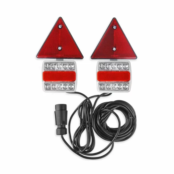 Set lampi stop LED cu magnet si cablu 7,5m 12V cu catadioptri triunghiulari, 2buc Amio