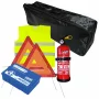 Set pachet prim ajutor auto, trusa sanitara PET, stingator 1kg Cridem, triunghi presemnalizare 2buc, vesta reflectorizanta, geanta organizatoare Negru