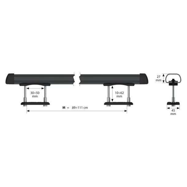 Club, complete set steel roof bars - M - 120 cm