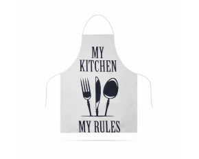 Șorț de bucătărie - 68 x 52 cm - My kitchen, My rules! (alb)