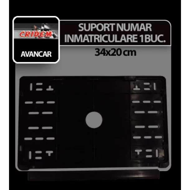 Suport numar inmatriculare 34x20cm 1buc - Negru