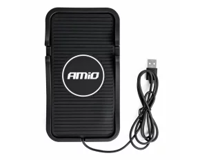 Amio szilikon mobiltelefon tartó / műszerfal szőnyeg, 15W-os vezeték nélküli töltéssel